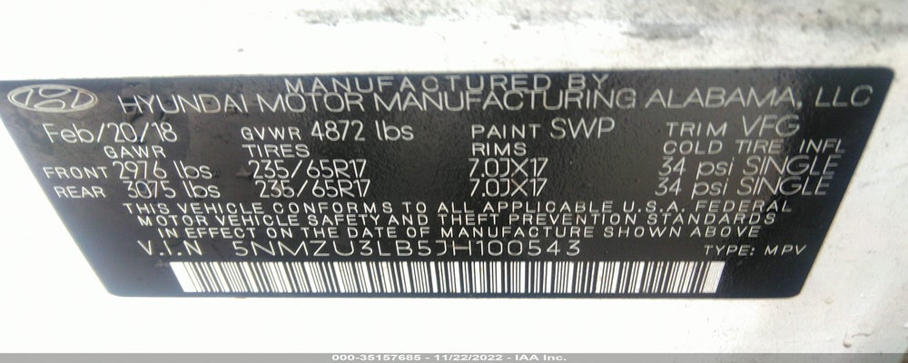 5NMZU3LB5JH100543 2018 HYUNDAI SANTA FE SPORT photo no. 9