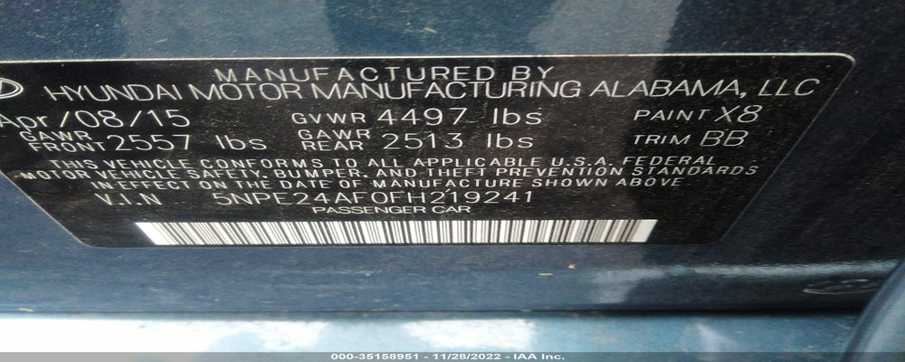 5NPE24AF0FH219241 2015 HYUNDAI SONATA photo no. 9