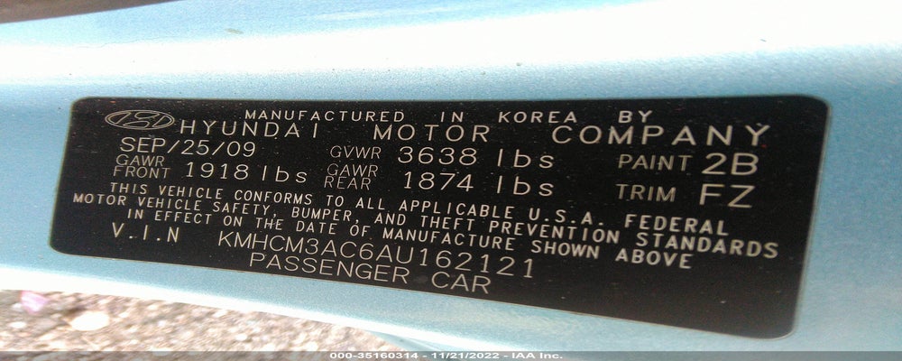 KMHCM3AC6AU162121 2010 HYUNDAI ACCENT photo no. 9
