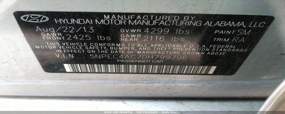 5NPEC4AC7DH799796 2013 HYUNDAI SONATA photo no. 9