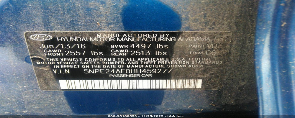 5NPE24AF0HH459277 2017 HYUNDAI SONATA photo no. 9