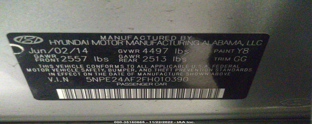 5NPE24AF2FH010390 2015 HYUNDAI SONATA photo no. 9