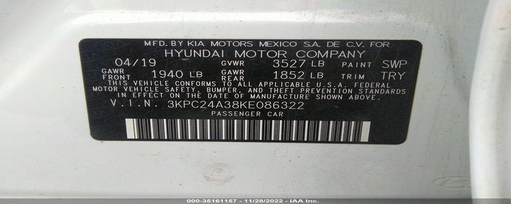 3KPC24A38KE086322 2019 HYUNDAI ACCENT photo no. 9