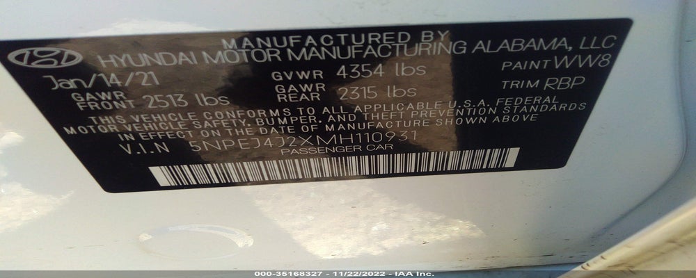 5NPEJ4J2XMH110931 2021 HYUNDAI SONATA photo no. 9