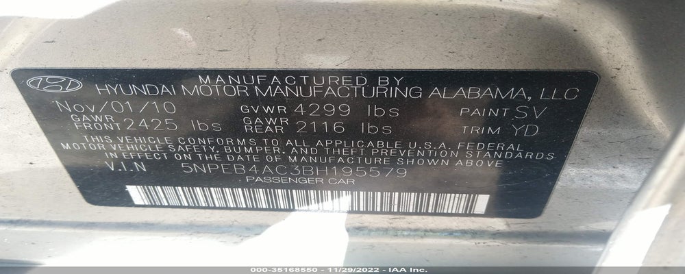5NPEB4AC3BH195579 2011 HYUNDAI SONATA photo no. 9