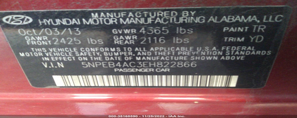 5NPEB4AC3EH822866 2014 HYUNDAI SONATA photo no. 9