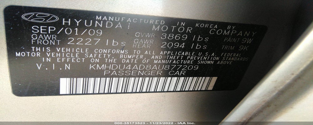 KMHDU4AD8AU877209 2010 HYUNDAI ELANTRA photo no. 9