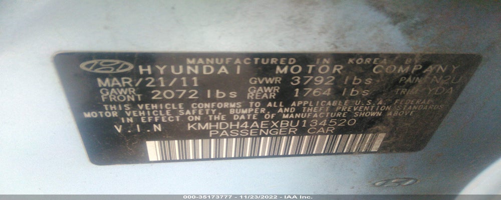 KMHDH4AEXBU134520 2011 HYUNDAI ELANTRA photo no. 9