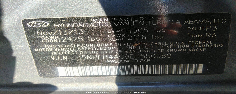 5NPEB4AC9EH850588 2014 HYUNDAI SONATA photo no. 9