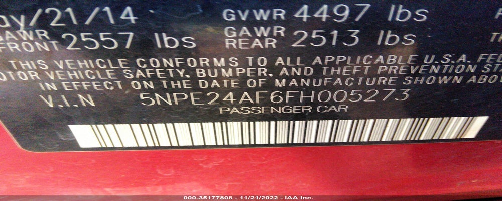 5NPE24AF6FH005273 2015 HYUNDAI SONATA photo no. 9