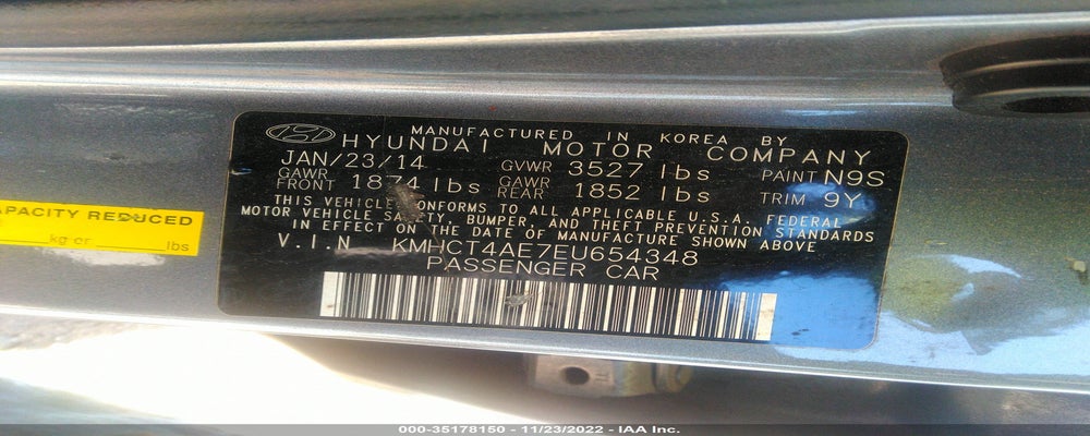 KMHCT4AE7EU654348 2014 HYUNDAI ACCENT photo no. 9