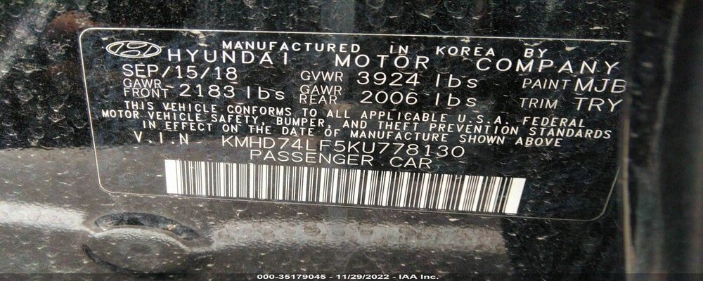 KMHD74LF5KU778130 2019 HYUNDAI ELANTRA photo no. 9