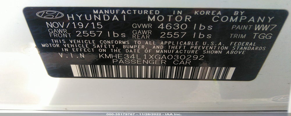 KMHE34L1XGA030292 2016 HYUNDAI SONATA HYBRID photo no. 9