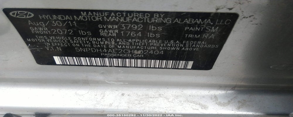 5NPDH4AE2CH102404 2012 HYUNDAI ELANTRA photo no. 9