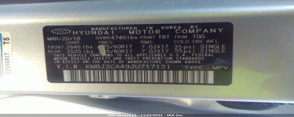 KM8J3CA49JU717131 2018 HYUNDAI TUCSON photo no. 9