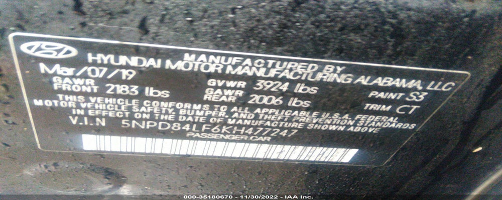 5NPD84LF6KH477247 2019 HYUNDAI ELANTRA photo no. 9