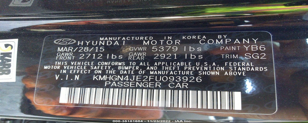 KMHGN4JE2FU093926 2015 HYUNDAI GENESIS photo no. 9