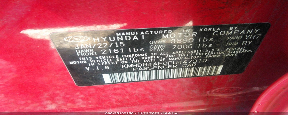 KMHDH4AE0FU447310 2015 HYUNDAI ELANTRA photo no. 9