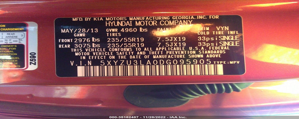 5XYZU3LA0DG095905 2013 HYUNDAI SANTA FE photo no. 9