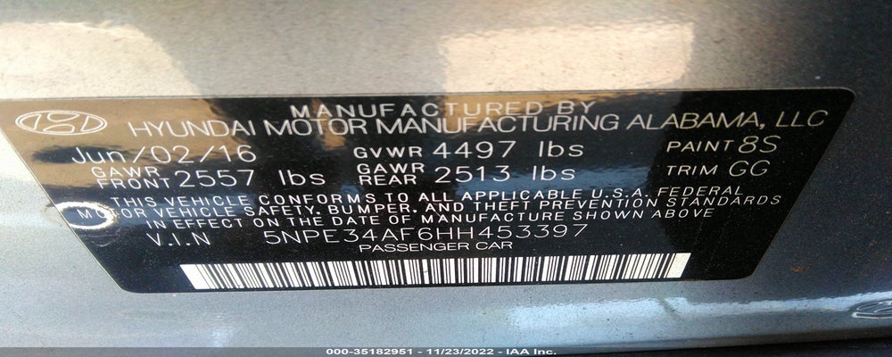 5NPE34AF6HH453397 2017 HYUNDAI SONATA photo no. 9