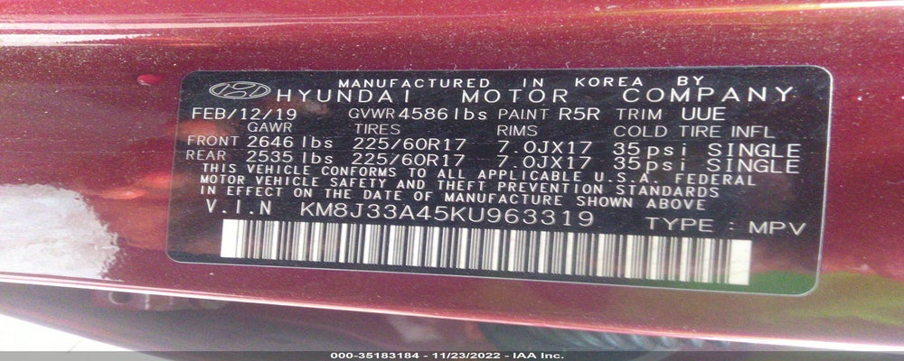 KM8J33A45KU963319 2019 HYUNDAI TUCSON photo no. 9