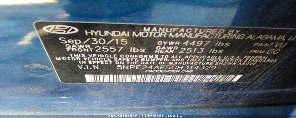 5NPE24AF5GH314329 2016 HYUNDAI SONATA photo no. 9