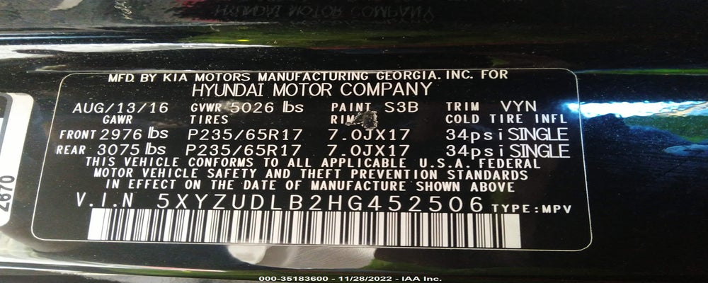 5XYZUDLB2HG452506 2017 HYUNDAI SANTA FE SPORT photo no. 9