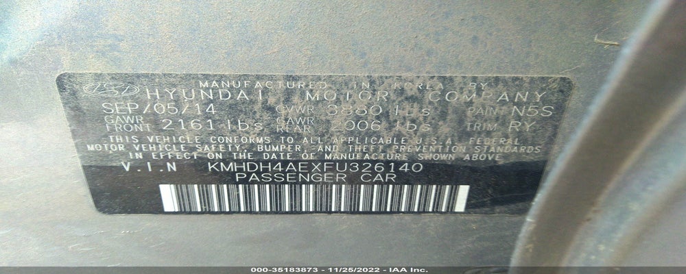 KMHDH4AEXFU326140 2015 HYUNDAI ELANTRA photo no. 9