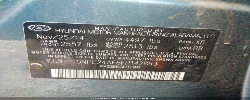 5NPE24AF8FH142893 2015 HYUNDAI SONATA photo no. 9