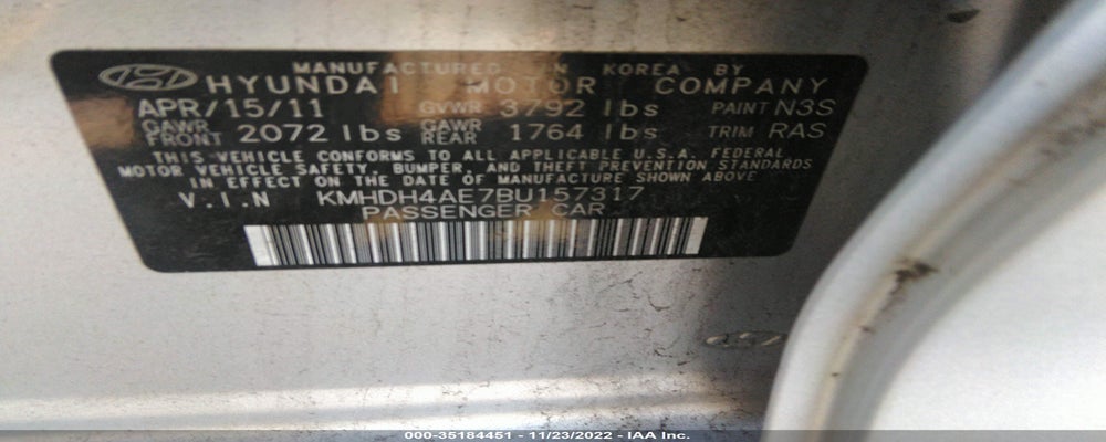 KMHDH4AE7BU157317 2011 HYUNDAI ELANTRA photo no. 9