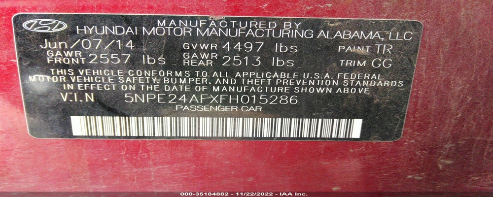 5NPE24AFXFH015286 2015 HYUNDAI SONATA photo no. 9
