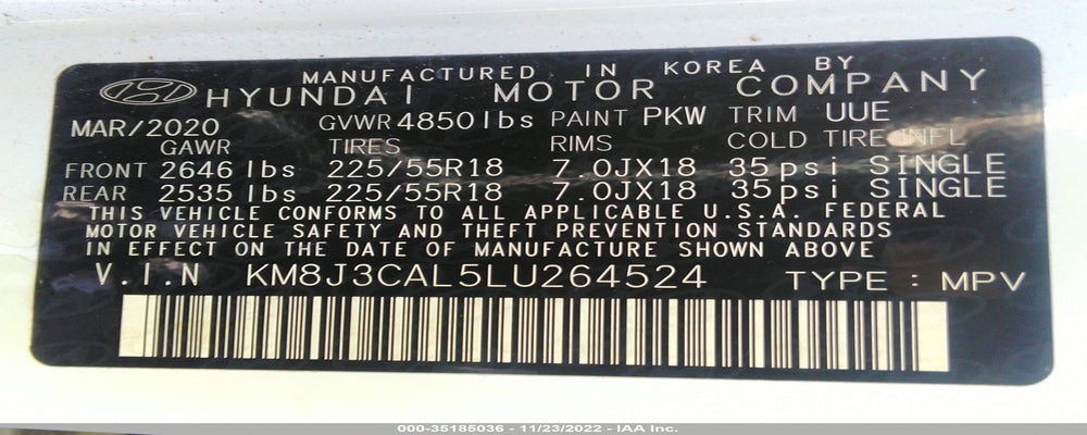 KM8J3CAL5LU264524 2020 HYUNDAI TUCSON photo no. 9