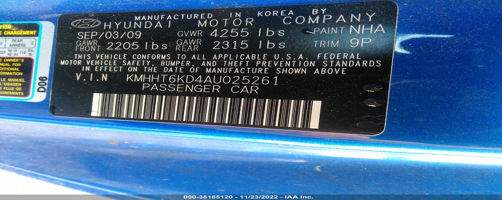 KMHHT6KD4AU025261 2010 HYUNDAI GENESIS COUPE photo no. 9