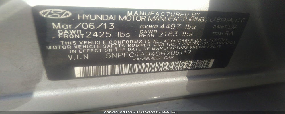 5NPEC4AB4DH706112 2013 HYUNDAI SONATA photo no. 9