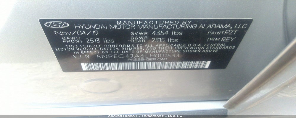 5NPEG4JA6LH001533 2020 HYUNDAI SONATA photo no. 9