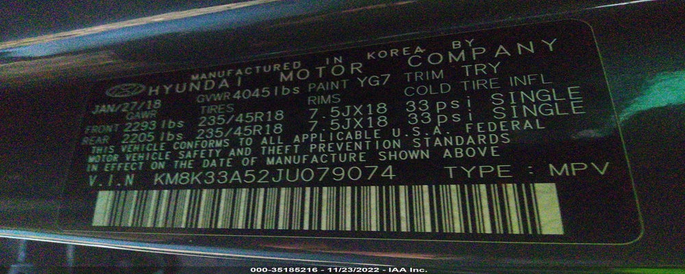 KM8K33A52JU079074 2018 HYUNDAI KONA photo no. 9