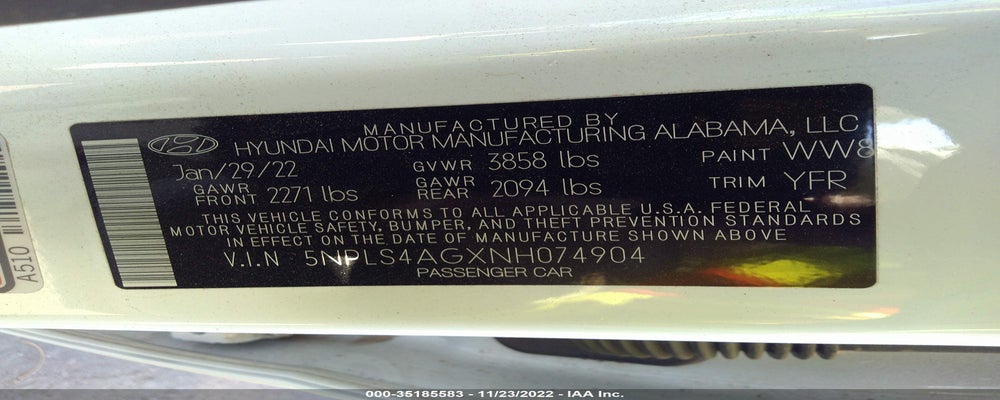 5NPLS4AGXNH074904 2022 HYUNDAI ELANTRA photo no. 9
