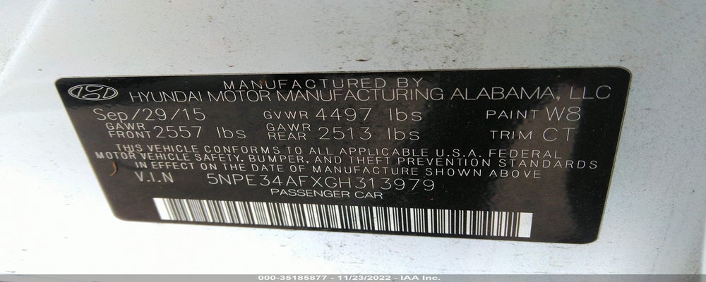 5NPE34AFXGH313979 2016 HYUNDAI SONATA photo no. 9