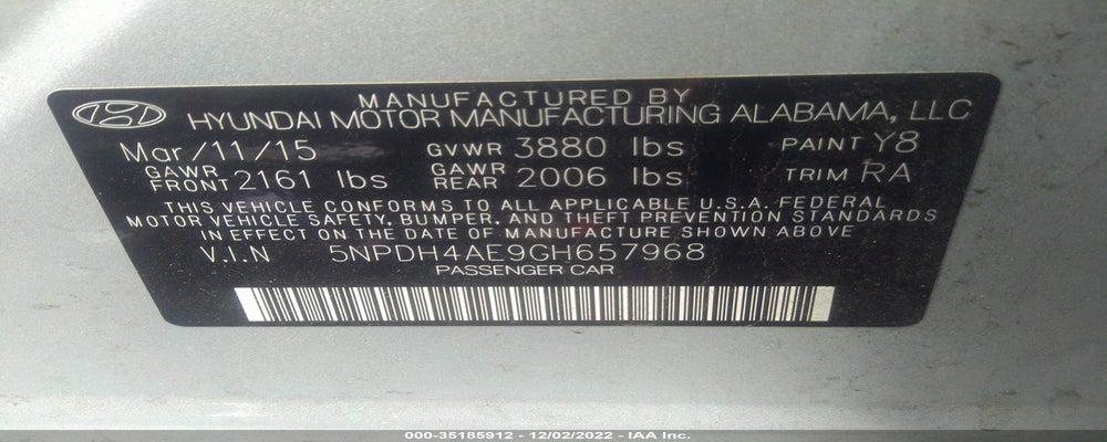 5NPDH4AE9GH657968 2016 HYUNDAI ELANTRA photo no. 9