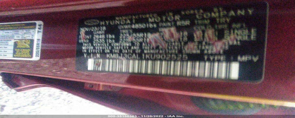 KM8J3CAL1KU902525 2019 HYUNDAI TUCSON photo no. 9
