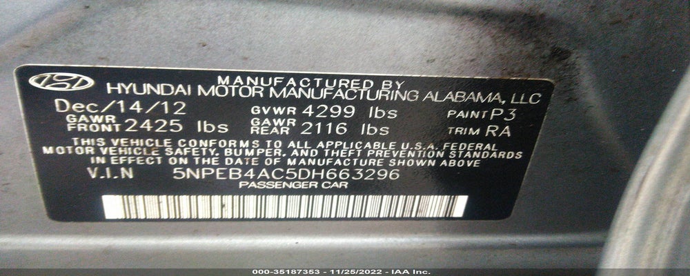 5NPEB4AC5DH663296 2013 HYUNDAI SONATA photo no. 9