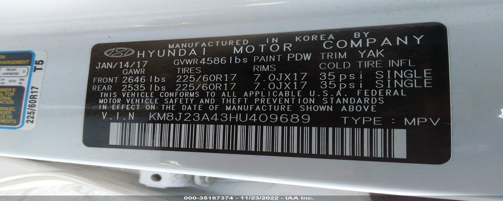KM8J23A43HU409689 2017 HYUNDAI TUCSON photo no. 9