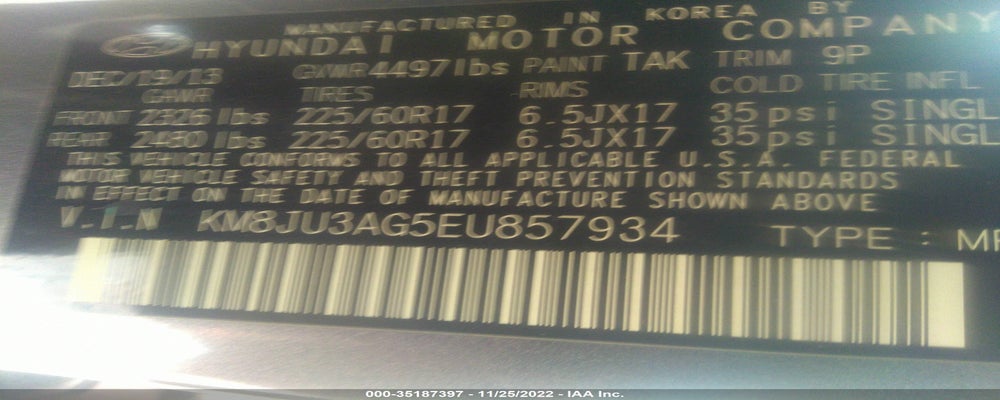 KM8JU3AG5EU857934 2014 HYUNDAI TUCSON photo no. 9