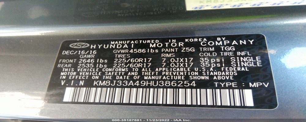 KM8J33A49HU386254 2017 HYUNDAI TUCSON photo no. 9