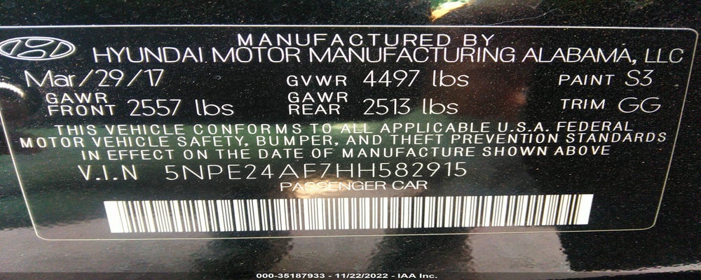 5NPE24AF7HH582915 2017 HYUNDAI SONATA photo no. 9