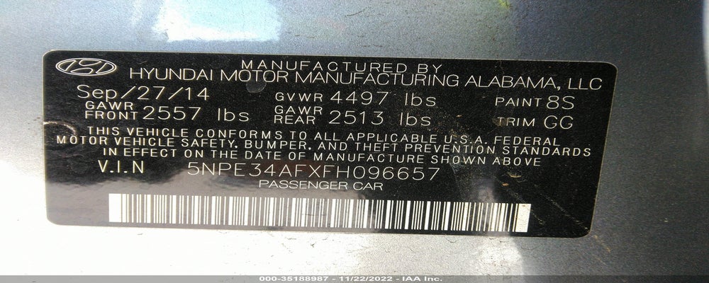 5NPE34AFXFH096657 2015 HYUNDAI SONATA photo no. 9