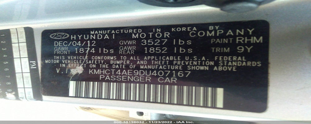 KMHCT4AE9DU407167 2013 HYUNDAI ACCENT photo no. 9