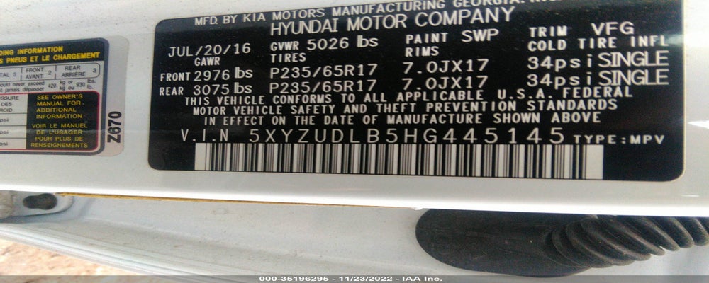 5XYZUDLB5HG445145 2017 HYUNDAI SANTA FE SPORT photo no. 9