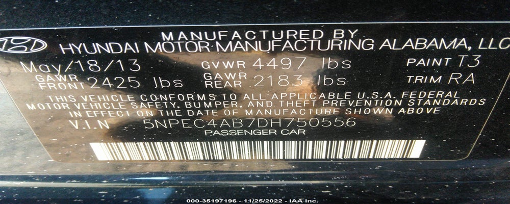 5NPEC4AB7DH750556 2013 HYUNDAI SONATA photo no. 9