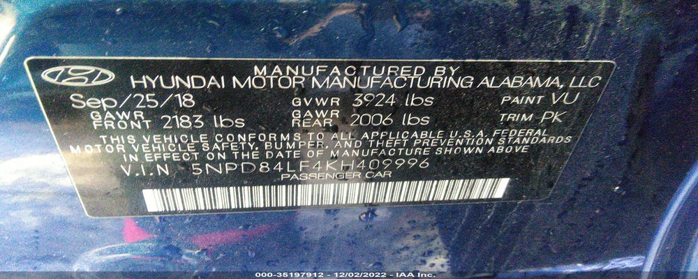 5NPD84LF4KH409996 2019 HYUNDAI ELANTRA photo no. 9